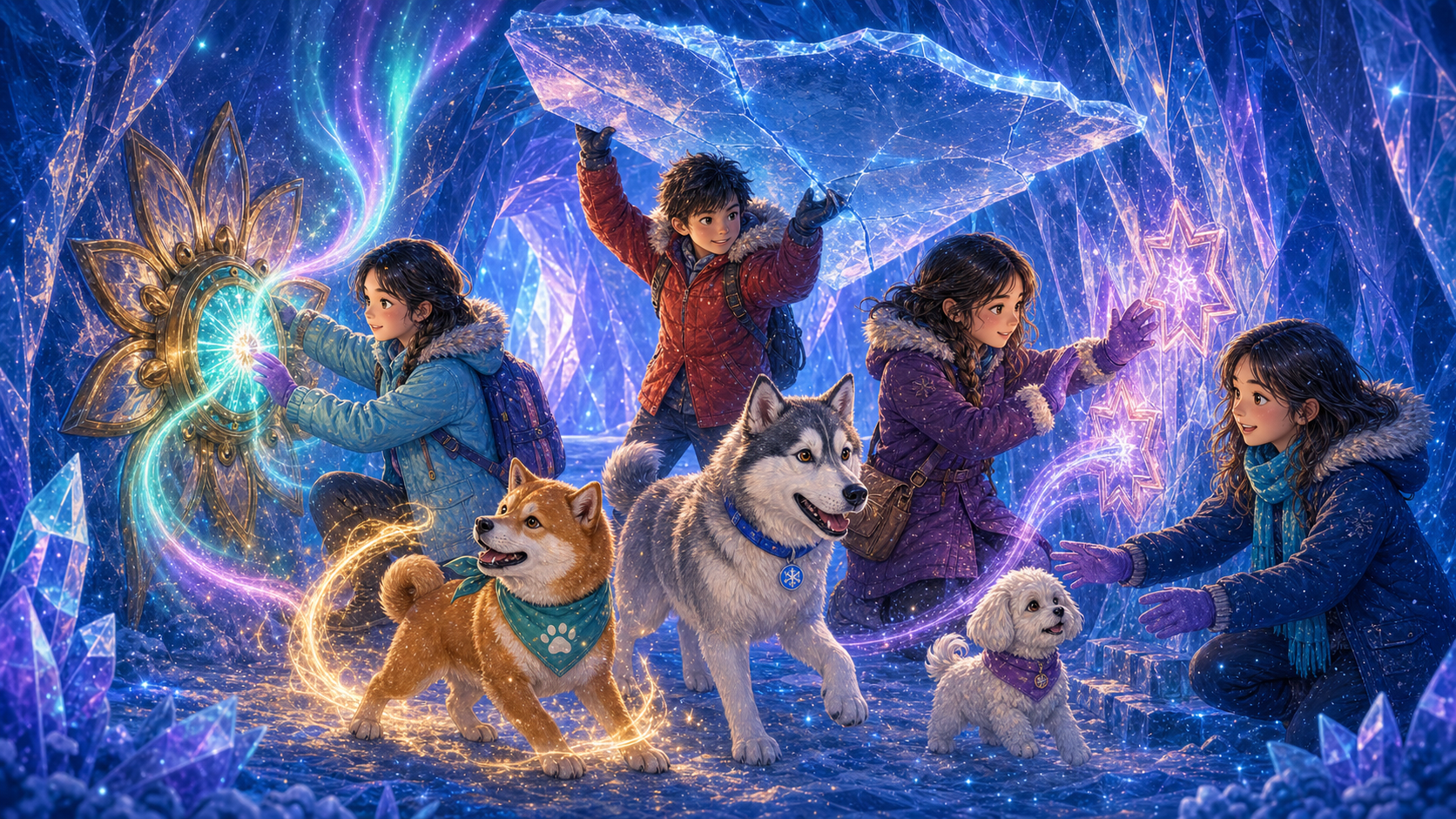 Boba and Omi helping the friends rescue Echo from the crystal cavern
